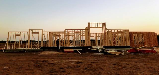 Wall framing going up on a slab, San Manuel TX